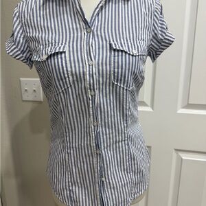 H&M Blue and White Striped Button Down Shirt